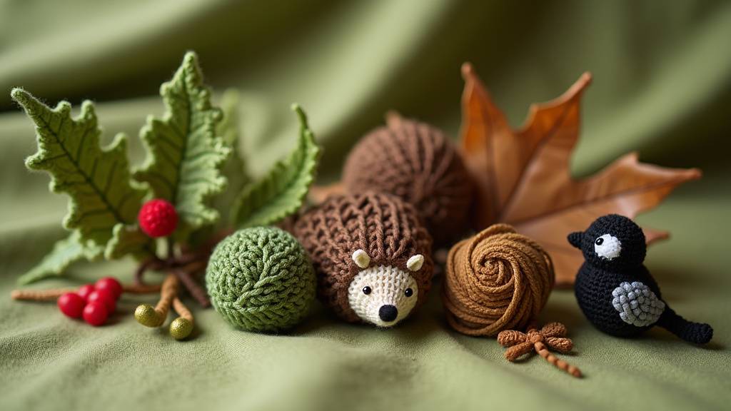 Collection d'animaux au crochet : hérisson, merle, libellule