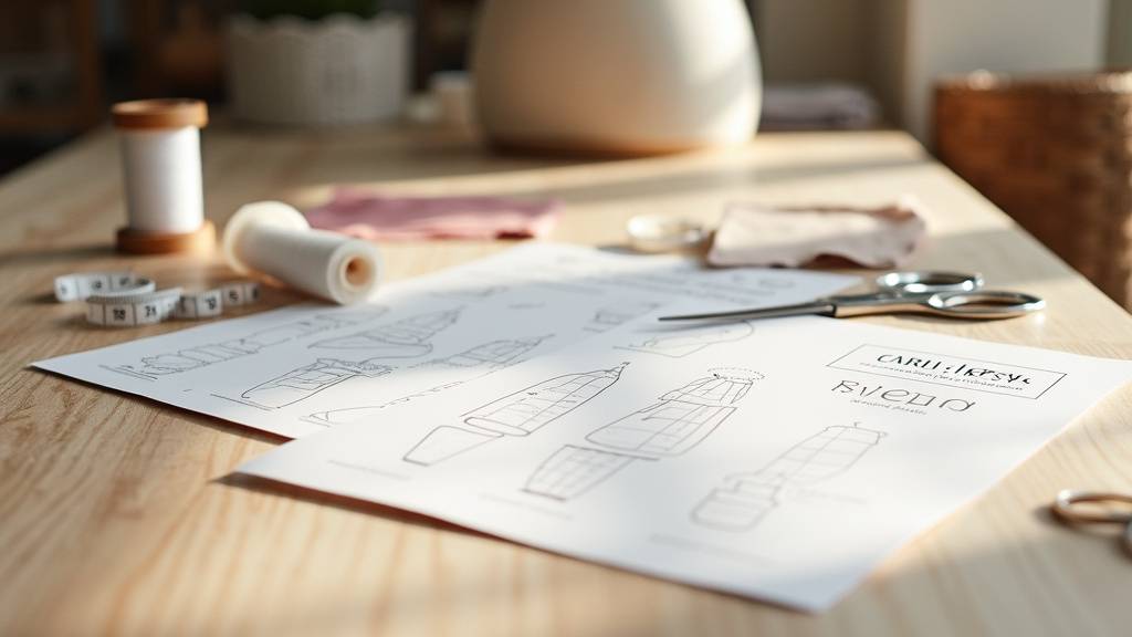 Atelier de couture avec patron Maison Fauve étalé sur la table et tissus colorés