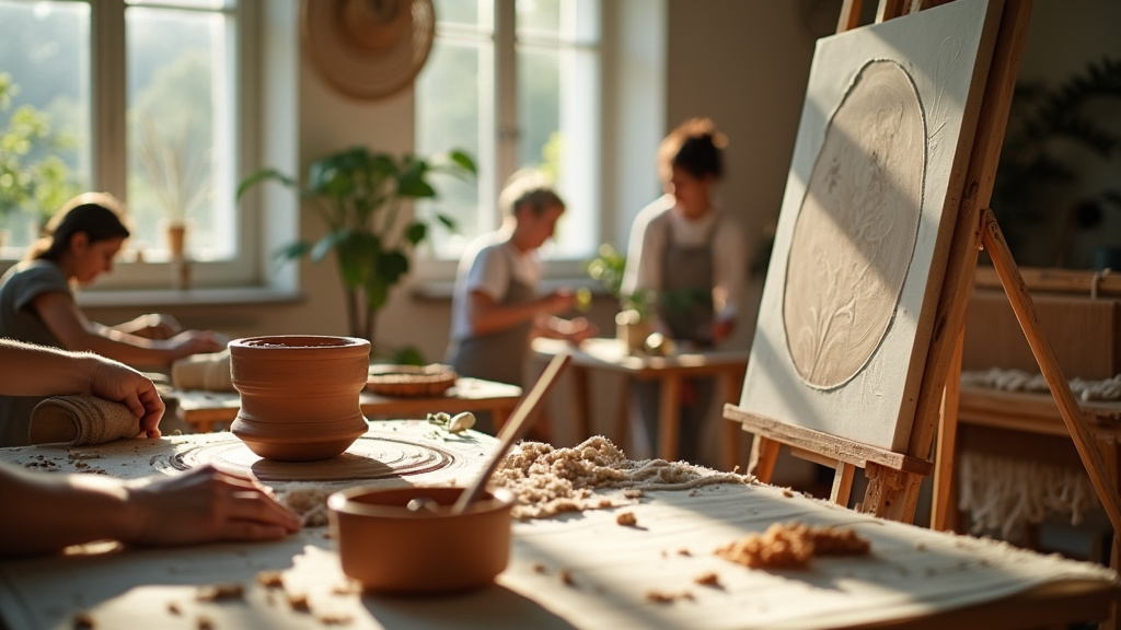 Atelier pour enfants avec création de bijoux colorés