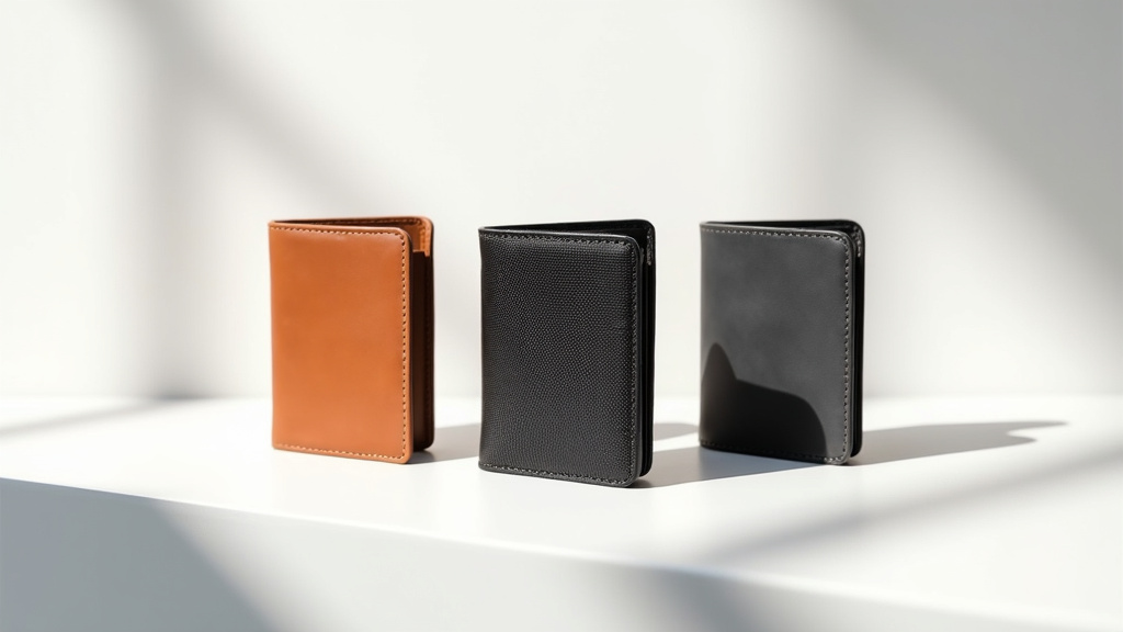 Détails d'un portefeuille homme haut de gamme montrant les finitions et la protection RFID