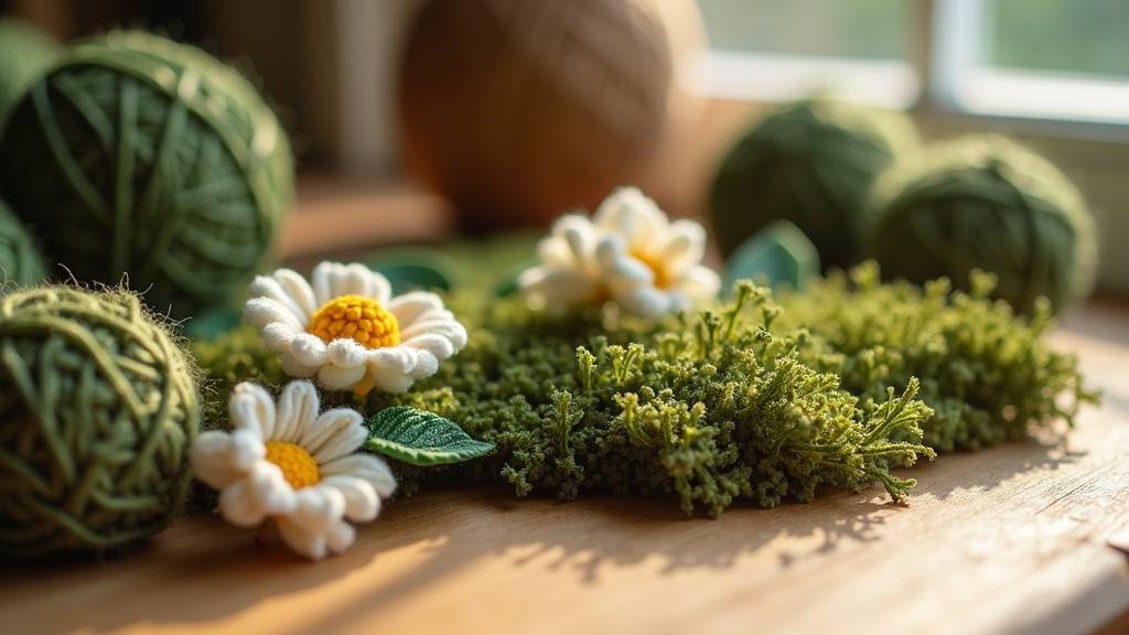 Tenture murale crochetée avec branches stylisées