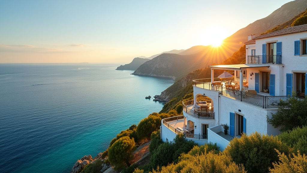 Vue aérienne du Sofitel Golfe d'Ajaccio surplombant la baie d'Ajaccio