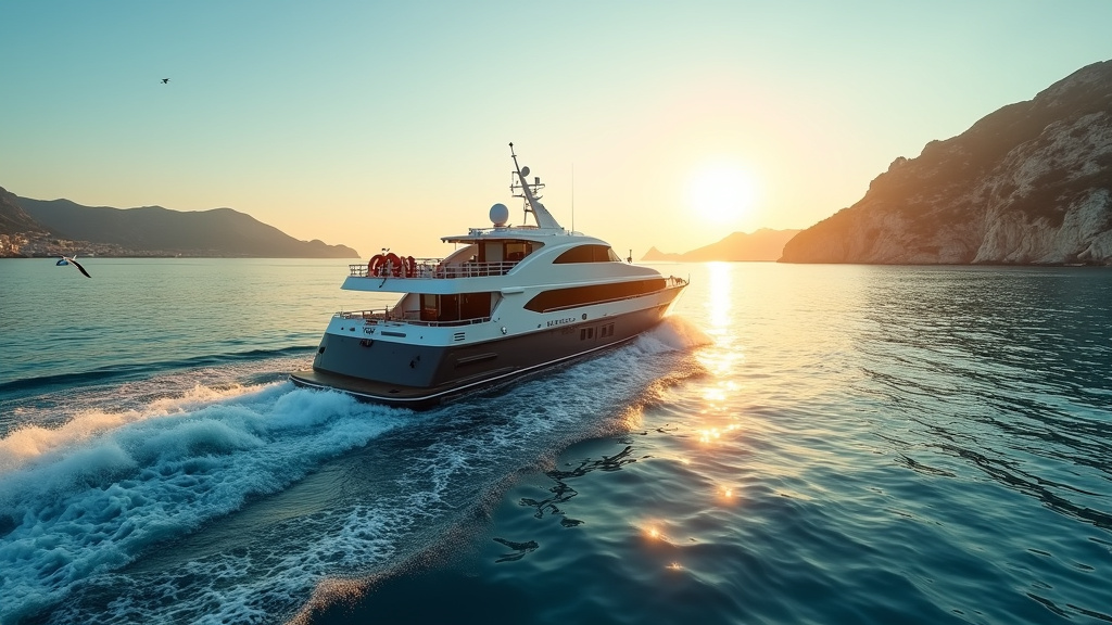 Restaurant à bord d'un ferry avec tables, chaises et vue sur la mer