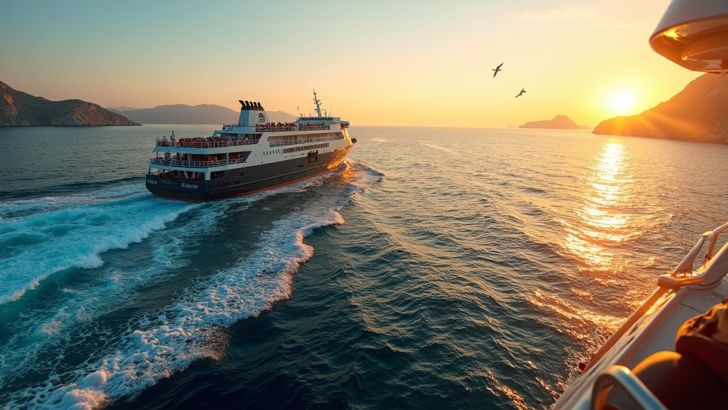 Ferry traversant la mer Méditerranée entre Marseille et Ajaccio avec vue sur les côtes corses