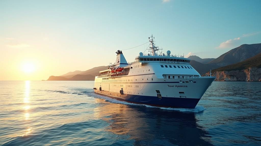 Ferry quittant le port de Toulon en direction d'Ajaccio, Corse
