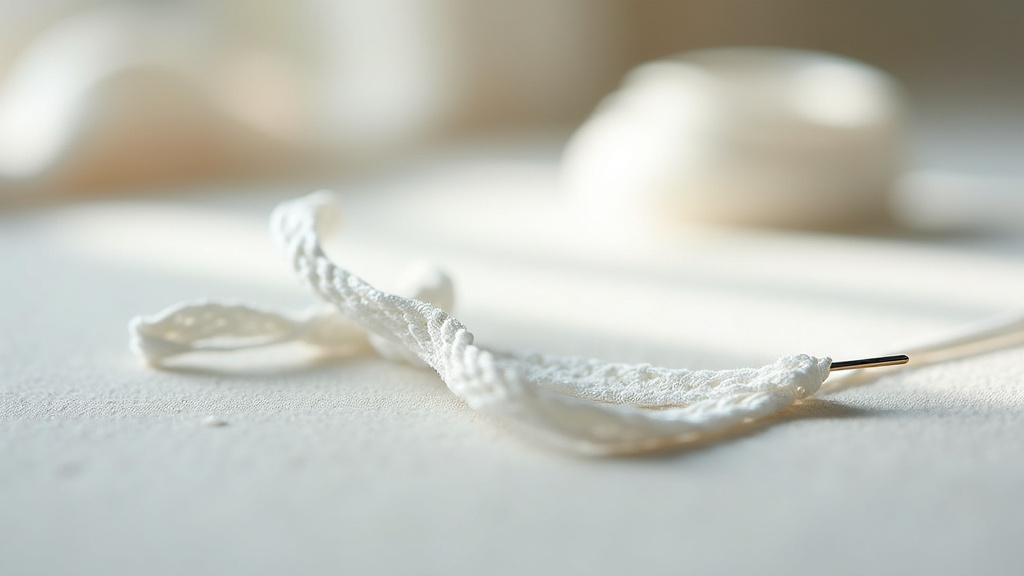 Gros plan sur la texture d'un galon ganse boutonnière élastique, montrant sa structure avec fils élastiques