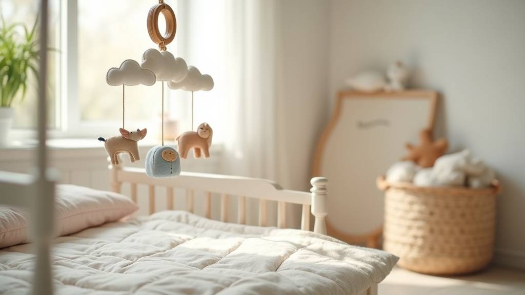 Composants d'un kit mobile musical : tissus, éléments décoratifs, mécanisme musical