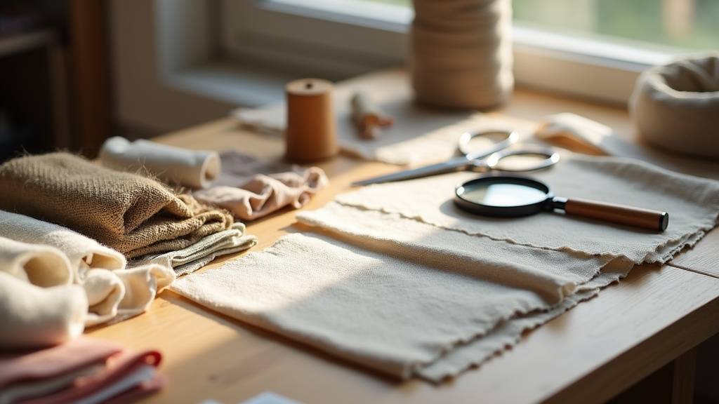 Intérieur d'une mercerie avec rayons de tissus colorés
