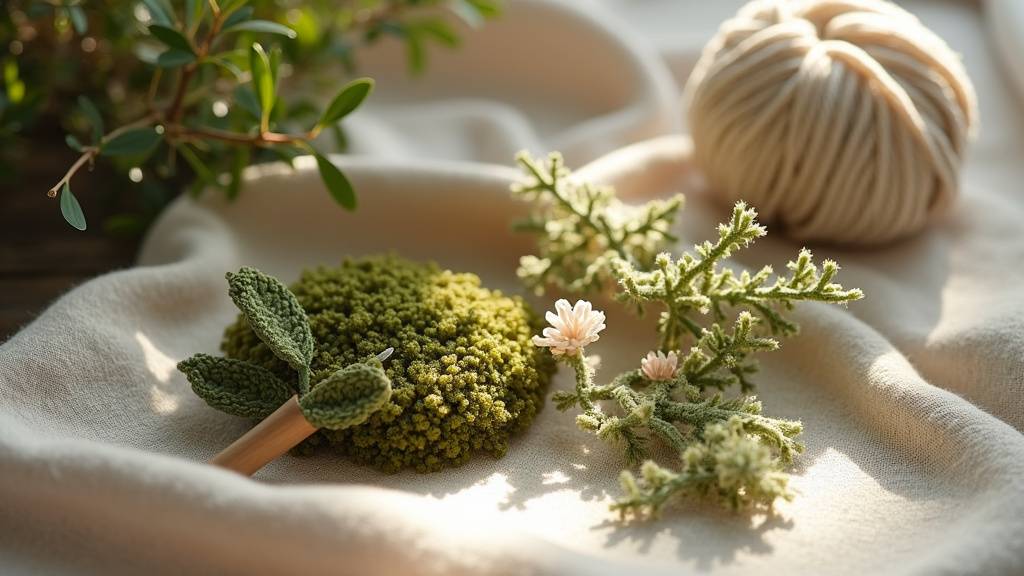 Mobile de feuilles crochetées suspendu près d'une fenêtre