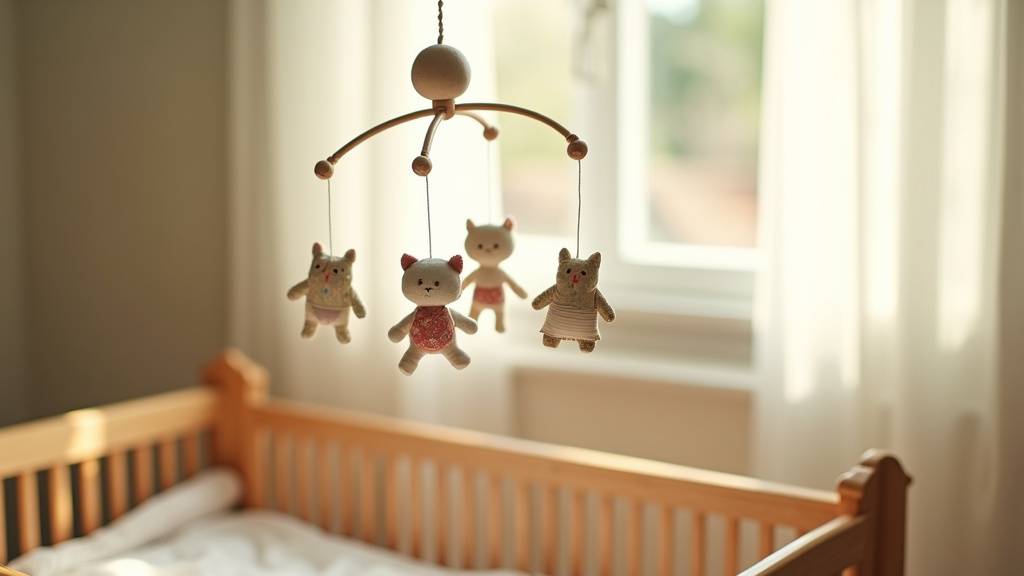 Mobile musical avec animaux de forêt en tissu
