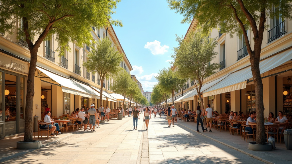 Intérieur d'un magasin de mode au Polygone Béziers avec vitrines exposées