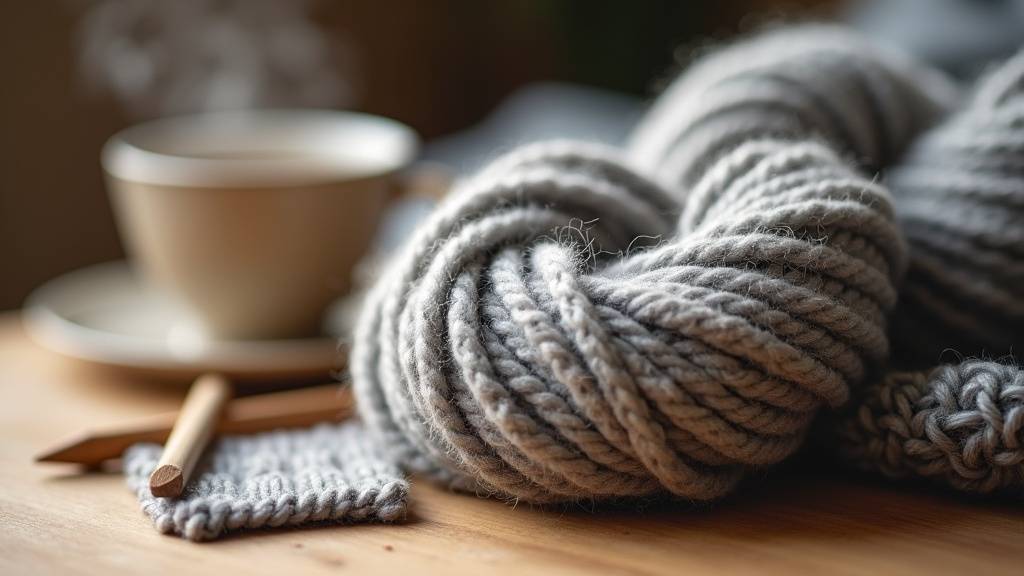 Plaid tricoté en laine Bulky Tweed écru avec des speckles discrets