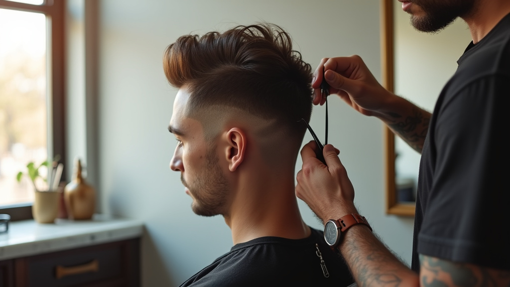 Homme avec coupe de cheveux tendance 2026 - slick back, quiff, undercut et man bun