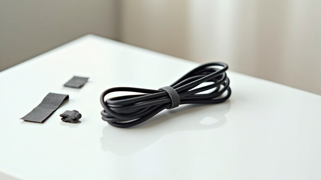 Ruban Velcro utilisé pour organiser les câbles derrière une télévision