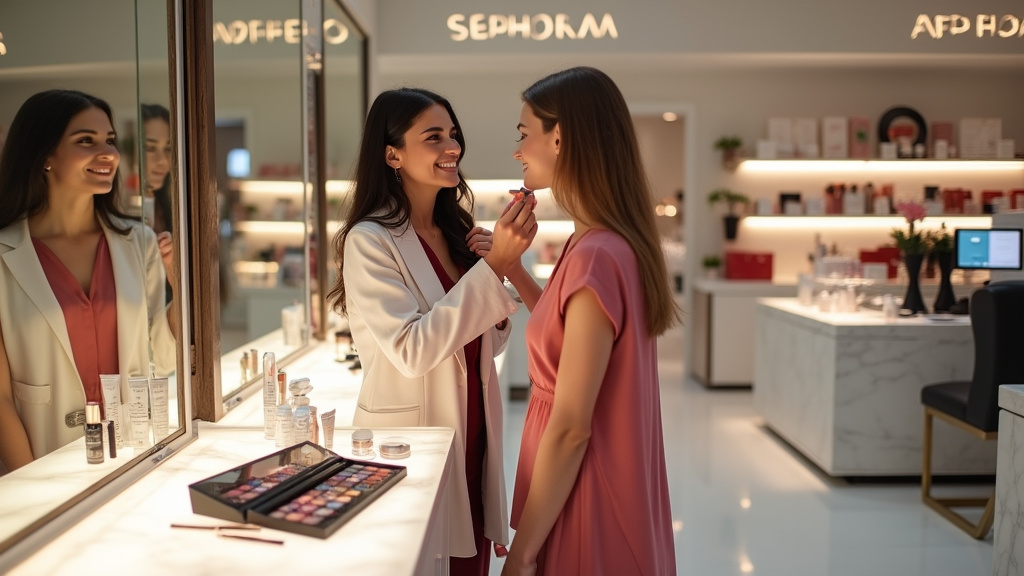 Présentation des produits de maquillage chez Sephora à Ajaccio