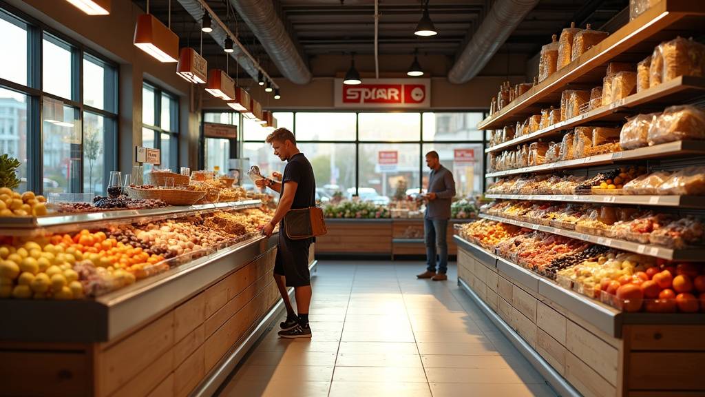 Supermarché Spar à Ajaccio avec produits corses et ambiance chaleureuse